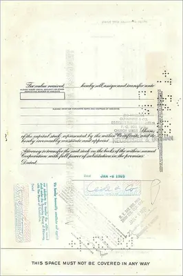 Share Certificate of the Great Atlantic & Pacific Tea Company — 100 shares — publisher First National City Bank — Back