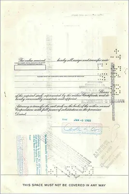 Certificate of 100 shares of the Great Atlantic & Pacific Tea Company — publisher First National City Bank — Back