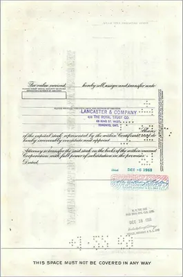 Great Atlantic & Pacific Tea Companyの株式 — 100株 — 発行者 First National City Bank — 裏面