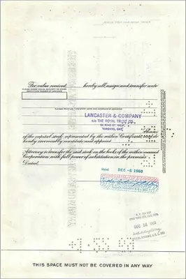 Certificado de acciones de la Great Atlantic & Pacific Tea Company — 100 acciones — editor Morgan Guaranty Trust Company — Reverso