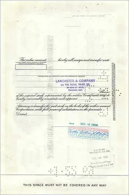 Share Certificate of the Great Atlantic & Pacific Tea Company — 100 shares — publisher Morgan Guaranty Trust Company — Back