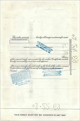 Great Atlantic & Pacific Tea Company의 100주 증권 — Birr Wilson & Co Inc — 번호 362466 — 뒷면