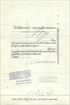 Certificate of shares of the Great Atlantic & Pacific Tea Company — Chester E. Boardman — publisher: The First National City Bank of New York — Back
