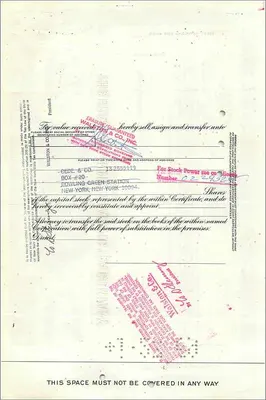 Certificate of shares of the Great Atlantic & Pacific Tea Company — 18 shares — publisher First National City Bank — Back