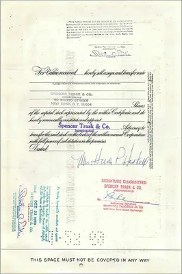 Share Certificate of the Great Atlantic & Pacific Tea Company — Spencer Trask & Co. (verso) — Back
