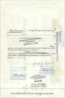 グレート・アトランティック＆パシフィック・テイ・カンパニーの株式証明書 — 発行元 アメリカン・バンク・ノート・カンパニー, 番号 0521947 — 裏面