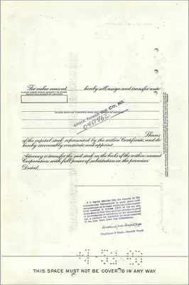 Certificato d'azione della Great Atlantic & Pacific Tea Company — Mrs Katharine S Dunn — datato 1925 — Verso