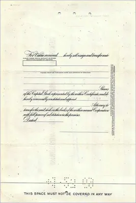 Certificado de 50 ações da Great Atlantic & Pacific Tea Company — editor American Cyanamid Company — Verso