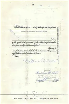 Great Atlantic & Pacific Tea Company hisse sertifikası — Mrs Florence M Curtis — 23 Şubat 1961 tarihinde çıkarılmış — Arka yüz