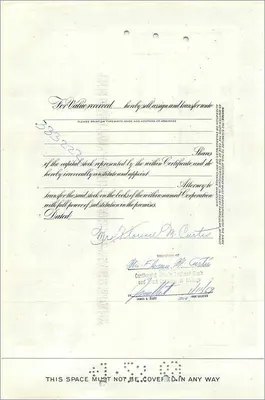Great Atlantic & Pacific Tea Company hisse senedi — Mrs Florence H Curtis, Chicago — n° 0187741 — Arka yüz