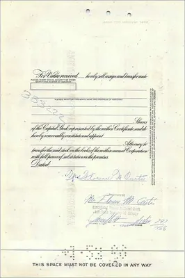 Certificate of the Great Atlantic & Pacific Tea Company — Mrs Florence M Curtis — issued February 21, 1935 — Back