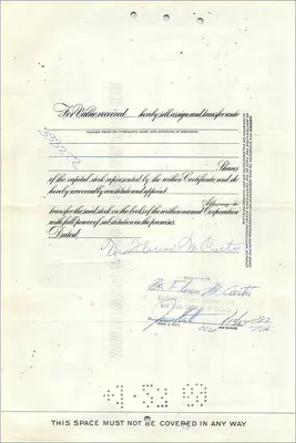 Share Certificate of the Great Atlantic & Pacific Tea Company — Mrs Florence M Curtis — n° 027893 — Back