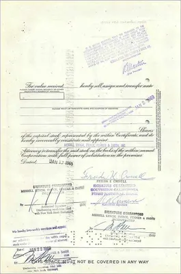 Share Certificate of the Great Atlantic & Pacific Tea Company — Frieda K. Crowell — 1966 — Back