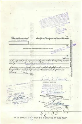 Share Certificate of the Great Atlantic & Pacific Tea Company — Frieda K. Crowell — publisher First National City Bank — Back
