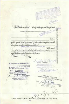 Share Certificate of the Great Atlantic & Pacific Tea Company — series 43, no. 0172611 — Back