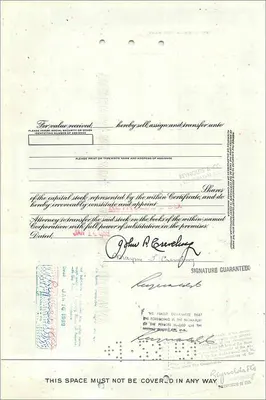 Certificato di azioni della Great Atlantic & Pacific Tea Company — editore First National City Bank, n° 0387345 — Verso