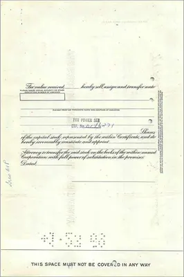 Certificato della Great Atlantic & Pacific Tea Company — Frank H. Granata — n° 0338394 — Verso
