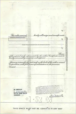 Certificado de la Great Atlantic & Pacific Tea Company — Aaron Goldberg — 1 acción — fechado 8 de marzo de 1964 — Reverso