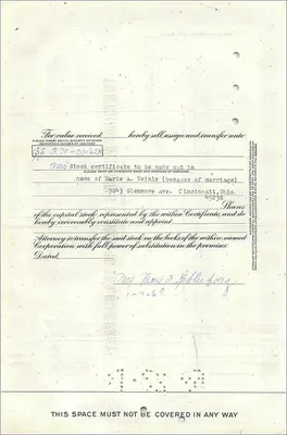 Certificat d'actions de la Great Atlantic & Pacific Tea Company — Marie A. Gehlenborg — 1958 — Verso
