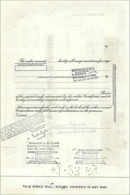 Share Certificate of the Great Atlantic & Pacific Tea Company — Publisher First National City Bank — Back
