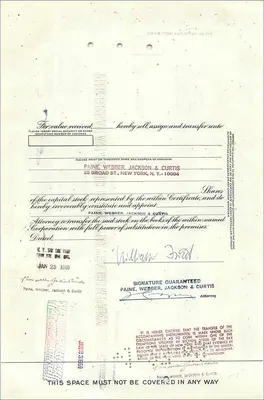 Share Certificate of the Great Atlantic & Pacific Tea Company — William Fried — dated 30 March 1966 — Back
