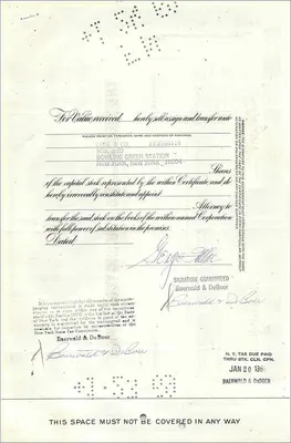 Certificado de 50 acciones de la Great Atlantic & Pacific Tea Company — editor The First National City Bank of New York, n° 0173530 — Reverso
