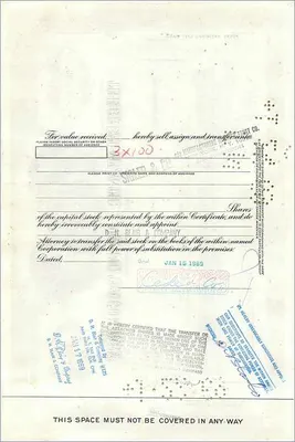 Certificat d'actions de la Great Atlantic & Pacific Tea Company — 100 actions — Verso