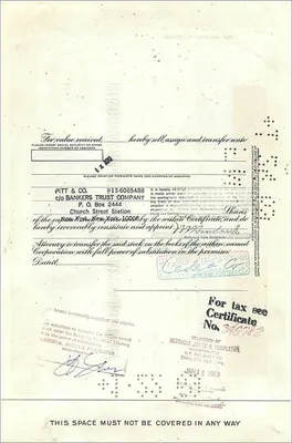 Great Atlantic & Pacific Tea Companyの100株の株式 — 発行者First National City Bank — 裏面