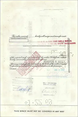 Certificato di 100 azioni della Great Atlantic & Pacific Tea Company — editore American Bank Note Company, n° 362416 — Verso