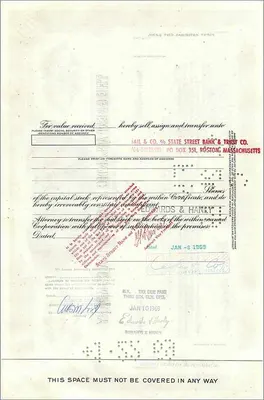 Certificato di 100 azioni della Great Atlantic & Pacific Tea Company — editore American Bank Note Company, n° 362414 — Verso
