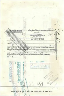 大西洋与太平洋茶叶公司股票 — 100股 — 出版商American Bank Note Company — 背面