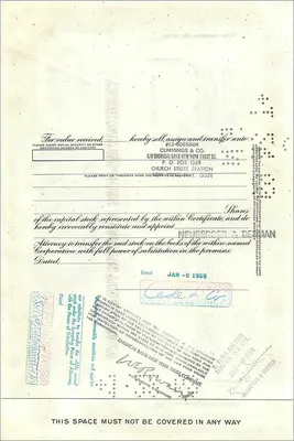 Azione della Great Atlantic & Pacific Tea Company — 100 azioni — editore First National City Bank — Verso