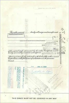Certificado de 100 ações da Great Atlantic & Pacific Tea Company — editor First National City Bank — Verso