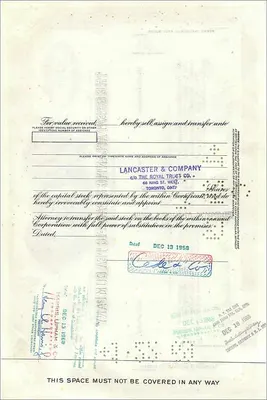 Działanie Great Atlantic & Pacific Tea Company — 100 akcji — wydawca Morgan Guaranty Trust Company — Rewers