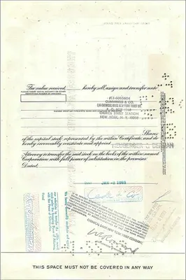 Działanie Great Atlantic & Pacific Tea Company — 100 akcji — wydawca Morgan Guaranty Trust Company — Rewers