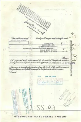 Certificaat van 100 aandelen van de Great Atlantic & Pacific Tea Company — uitgever First National City Bank — Achterkant