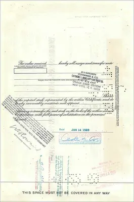 Great Atlantic & Pacific Tea Companyの株式 — 100株 — 発行者 First National City Bank — 裏面