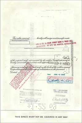 Certificado de 100 acciones de la Great Atlantic & Pacific Tea Company — editor Morgan Guaranty Trust Company — Reverso