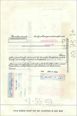 Certificate of 100 shares of the Great Atlantic & Pacific Tea Company — publisher Morgan Guaranty Trust Company — Back