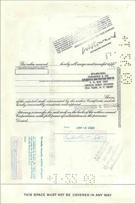 Share Certificate of the Great Atlantic & Pacific Tea Company — 100 shares — publisher Morgan Guaranty Trust Company — Back