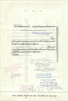Zertifikat der Great Atlantic & Pacific Tea Company — 1 Aktie — Verleger: The First National City Bank of New York — Rückseite