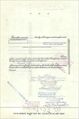 Certificado de la Great Atlantic & Pacific Tea Company — n° 0458956 — editor First National City Bank — Reverso