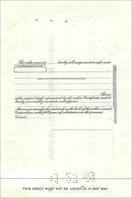 Share Certificate of the Great Atlantic & Pacific Tea Company — series 15 — publisher American Bank Note Company — Back