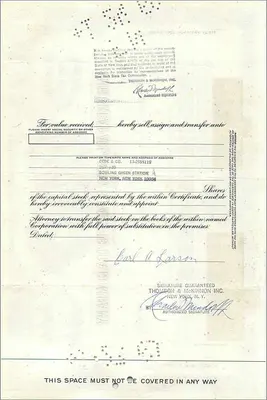 Certificado de 53 ações da Great Atlantic & Pacific Tea Company — editor Thomson & McKinnon Inc. — Verso
