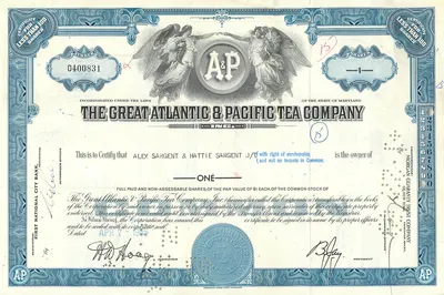 Działanie Great Atlantic & Pacific Tea Company — 1 akcja — wydawca American Bank Note Company