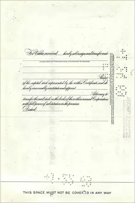 Acción de la Great Atlantic & Pacific Tea Company — certificado de acciones — editor The Institutional City Bank of New York — Reverso