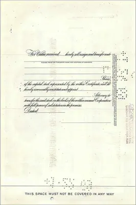 グレート・アトランティック＆パシフィック・テイ・カンパニーの株主 — 1株の証明書 — 発行者 モーガン・ギャランティ・トラスト・カンパニー — 裏面