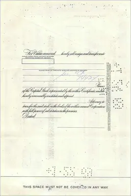 Aktienzertifikat der Great Atlantic & Pacific Tea Company — Verlag First National City Bank, Nr. 0280236 — Rückseite