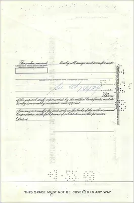 Actie van de Great Atlantic & Pacific Tea Company — certificaat van aandelen — uitgever Morgan Guaranty Trust Company — Achterkant