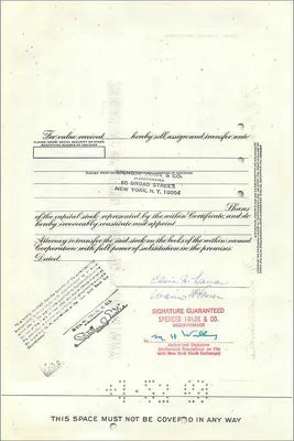 Certificado de ações da Great Atlantic & Pacific Tea Company — 1 ação — datado 25 de março de 1964 — Verso